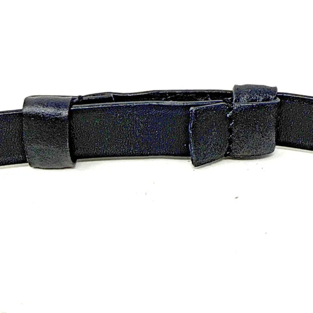 CHICO'S Leather & Silver Hook Buckle Belt Womens M/L Black Adjustable Statement